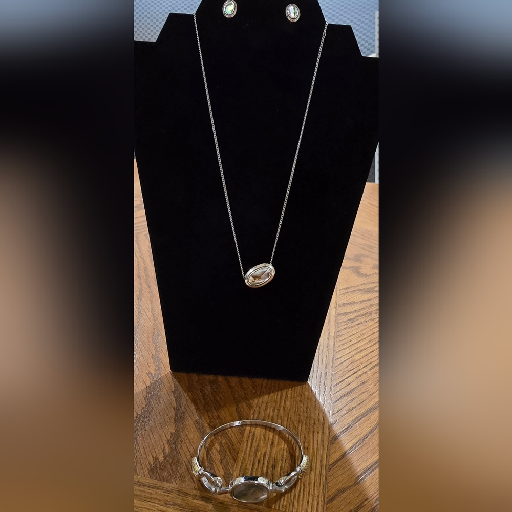 Avon 3-piece Abalone Silver-tone Jewelry Set